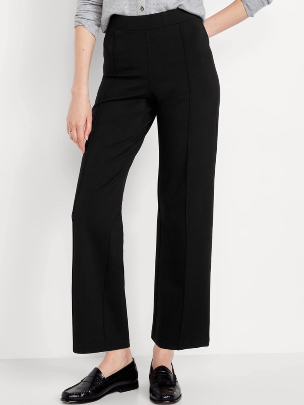 Old Navy Stevie Straight Extra High-Rise Black Trouser Pant Size Large Petite